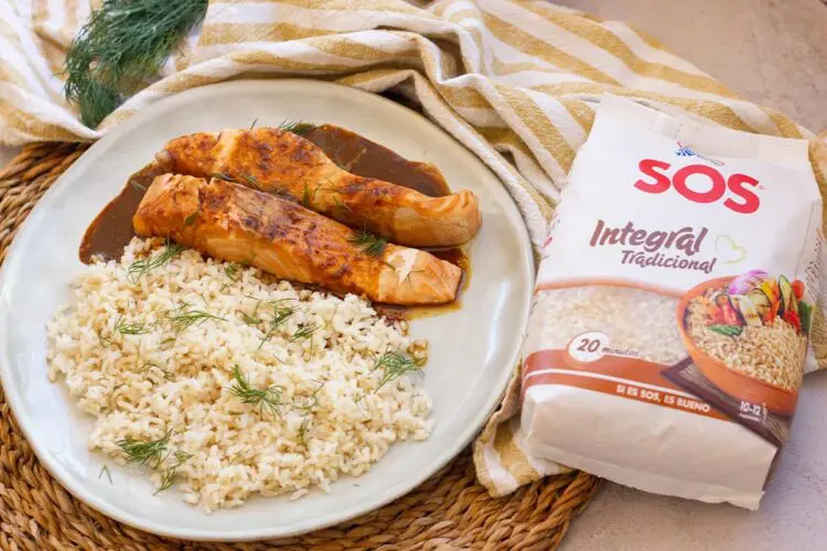 salmón y soja arroz