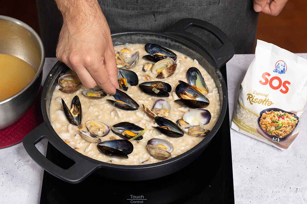 paso a paso risotto frutti di mare finalizado