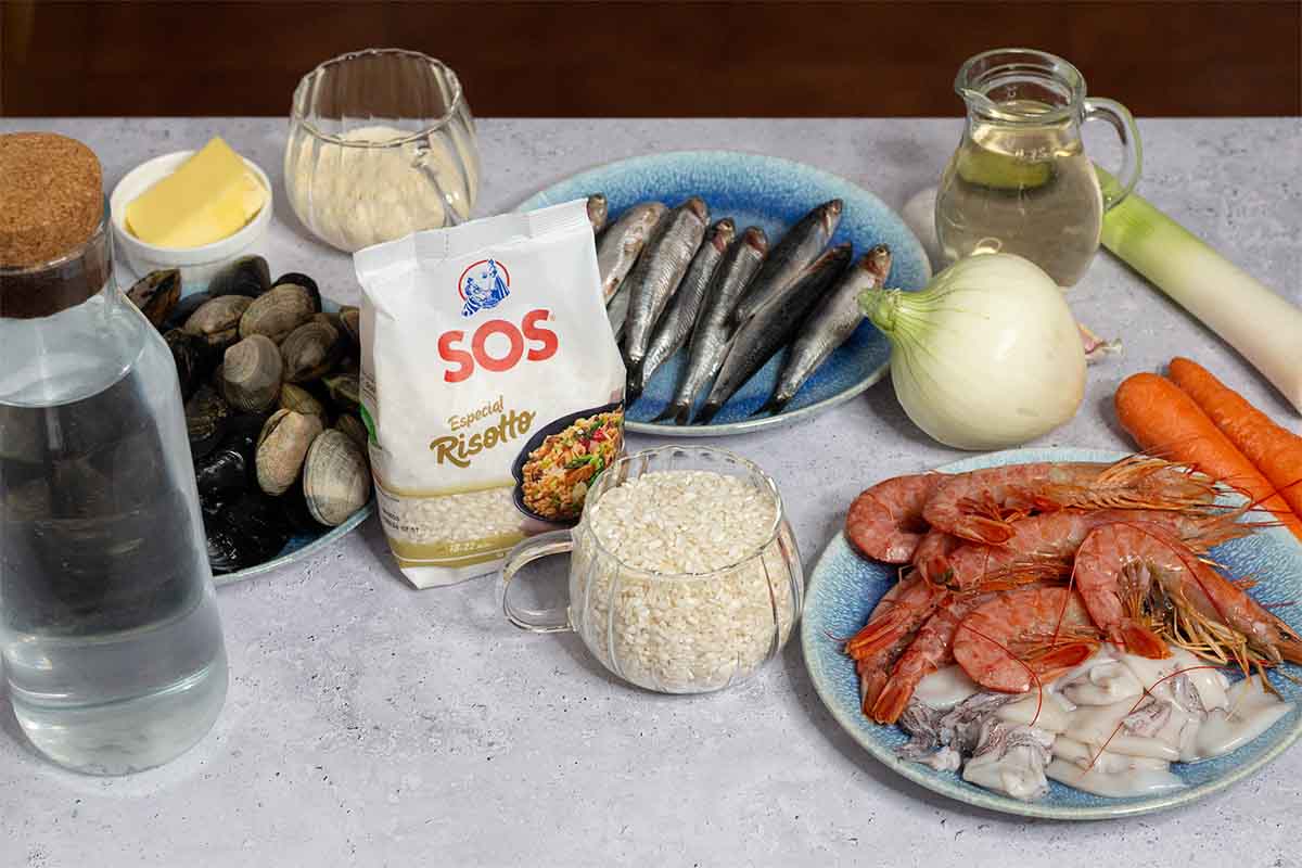 paso a paso risotto frutti di mare ingredientes