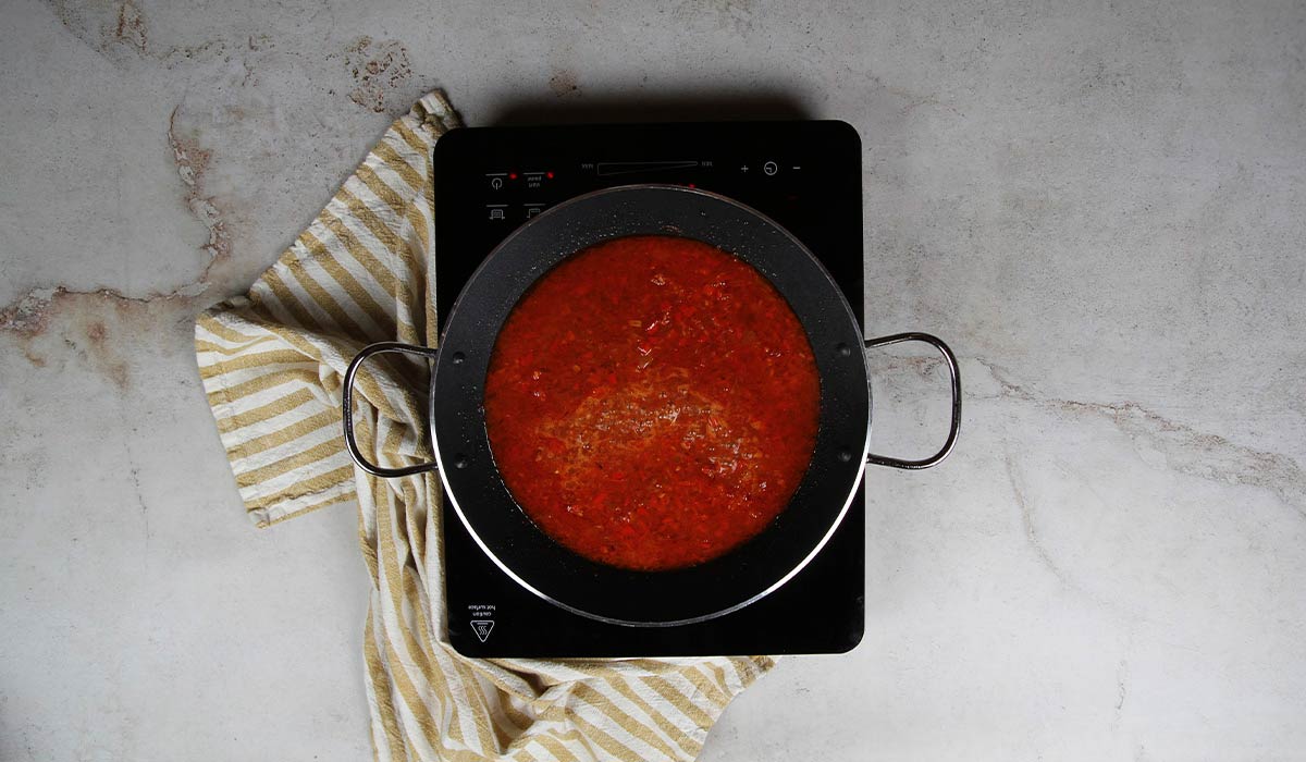 Sofrito de verduras para Fideuá Vegana