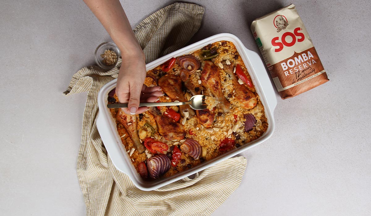 Presentación de Arroz con pollo al horno