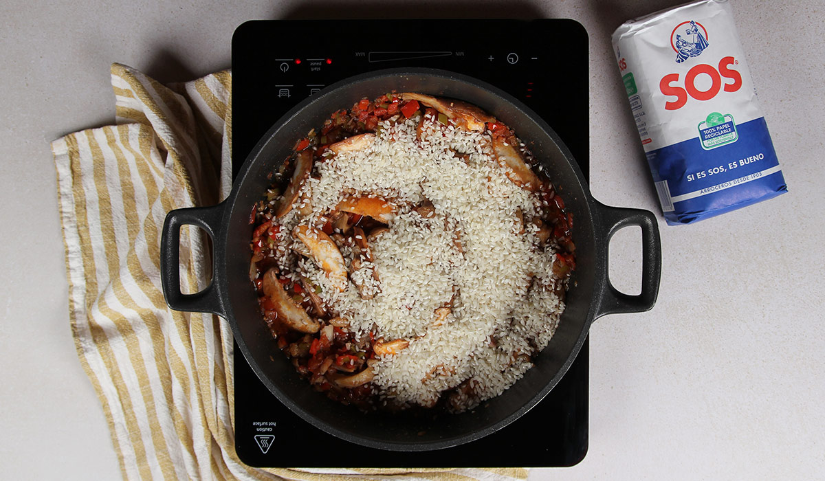 Arroz en en Arroz con secreto ibérico y setas