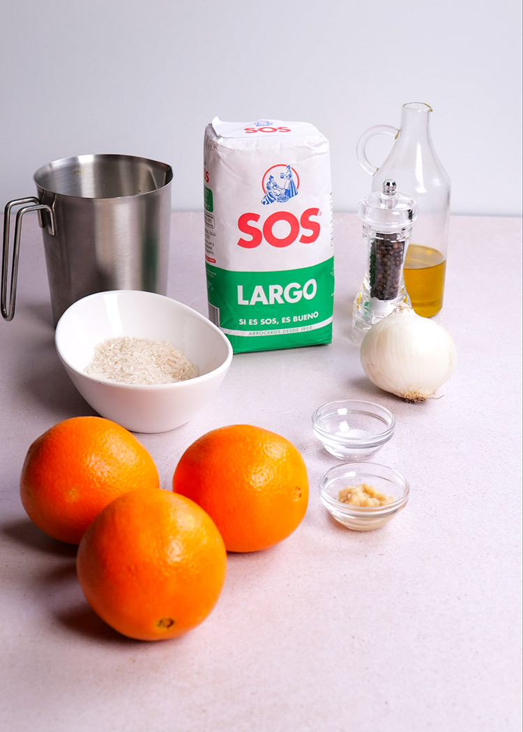 Ingredientes de arroz a la naranja