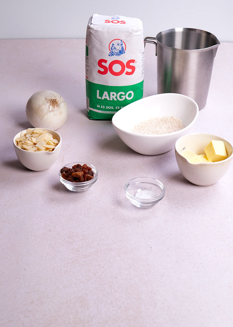 Ingredientes de arroz almendra