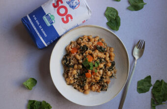 Arroz con espinaca y garbanzos